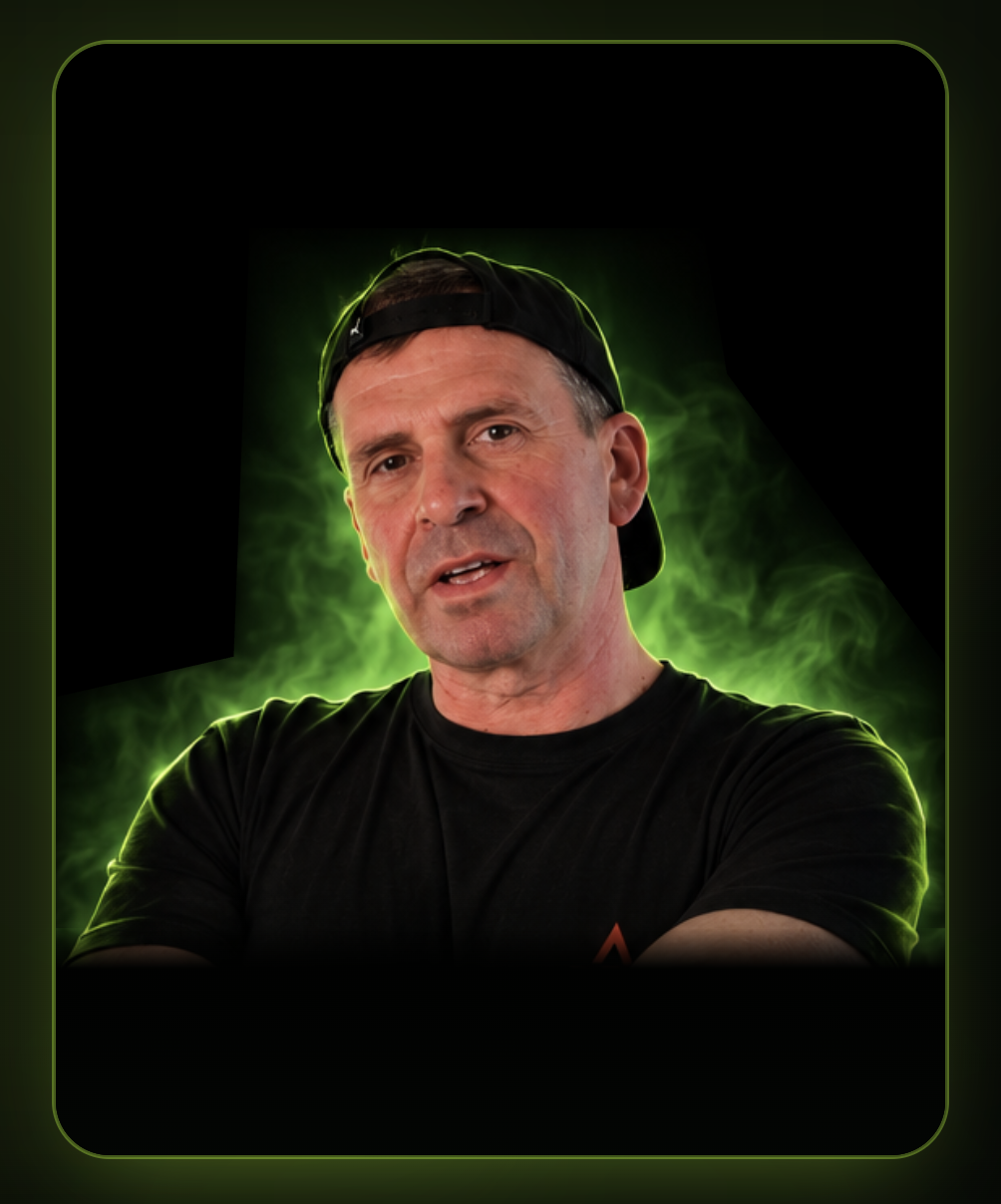 Ady, creator of the Dead Tide learning project, in a green-lit portrait